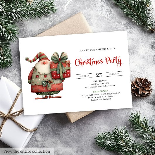 Funny Santa office party modern Christmas invite 招待状