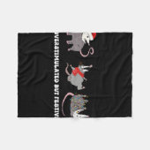 Funny Santa Opossums Overstimulated But Festive Xm フリースブランケット (正面(横))