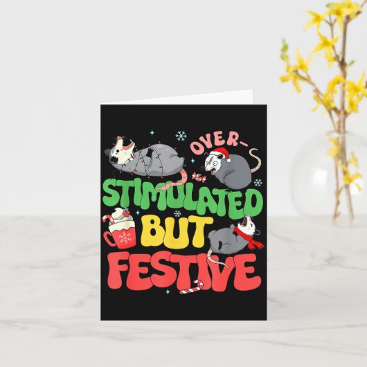 Funny Santa Ossums Overstimulated But Festive Xmas カード (黄色い花)