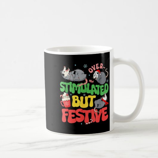 Funny Santa Ossums Overstimulated But Festive Xmas コーヒーマグカップ (右)
