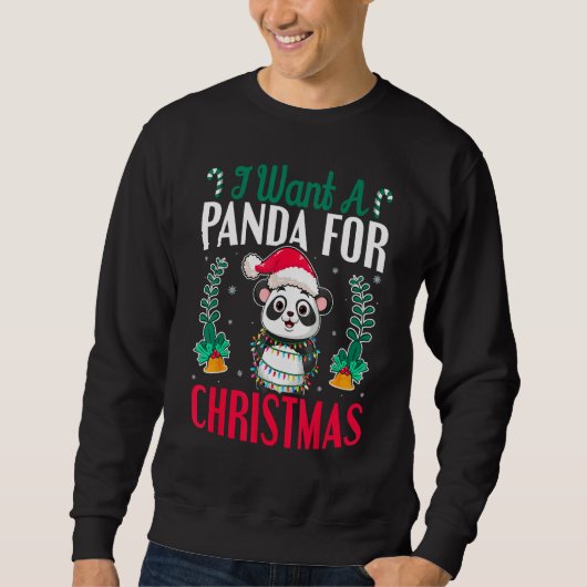Funny Santa Panda Lover - I Want A Panda For Chris スウェットシャツ (正面)