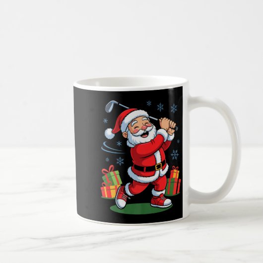 Funny Santa Playing Golf Holiday Christmas Xmas Pa コーヒーマグカップ (右)