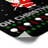 Funny Santa Playing Golf Srts Christmas ポスター (角)