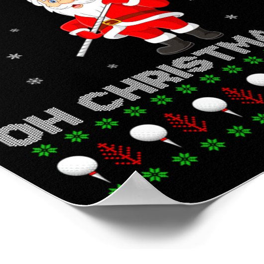 Funny Santa Playing Golf Srts Christmas ポスター (角)
