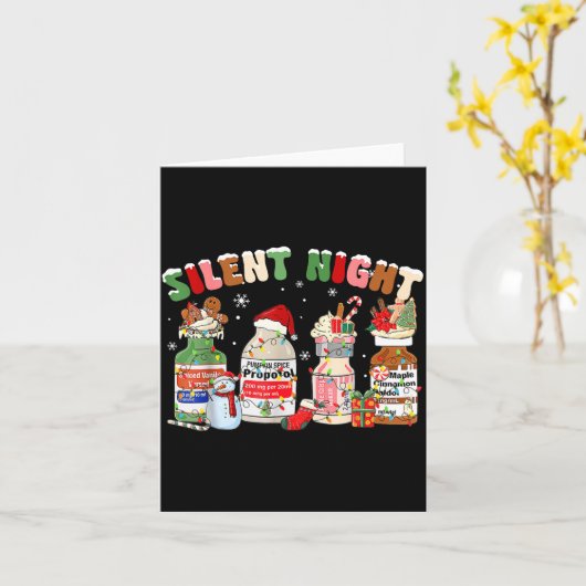 Funny Santa Profol Silent Night Icu Nurses Merry C カード (黄色い花)