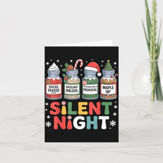 Funny Santa Profol Silent Night Icu Nurses Merry C カード (正面)