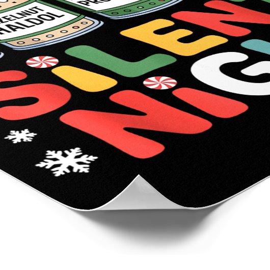 Funny Santa Profol Silent Night Icu Nurses Merry C ポスター (角)