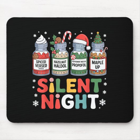 Funny Santa Profol Silent Night Icu Nurses Merry C マウスパッド (正面)