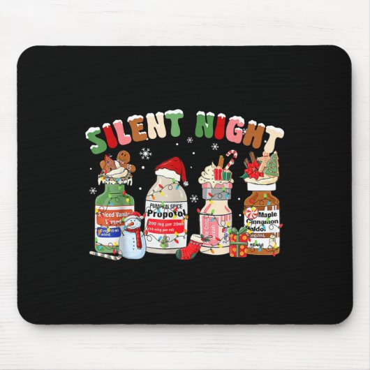 Funny Santa Profol Silent Night Icu Nurses Merry C マウスパッド (正面)