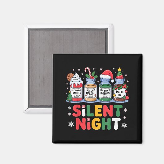 Funny Santa Profol Silent Night Icu Nurses Merry C マグネット (正面/裏面)