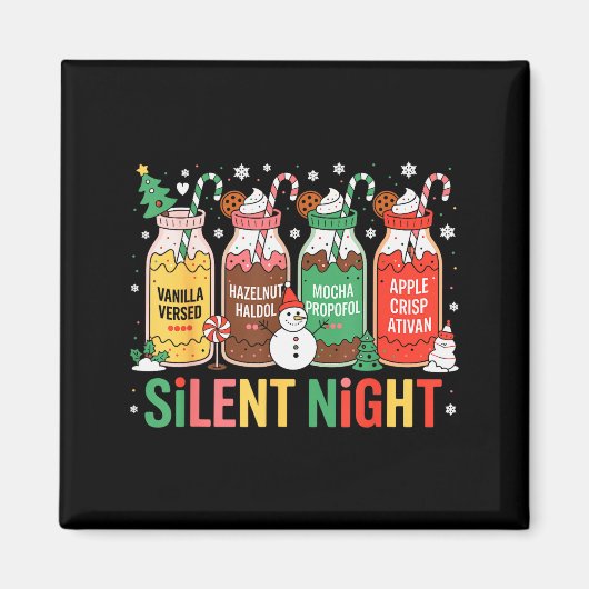 Funny Santa Profol Silent Night Icu Nurses Merry C マグネット (正面)