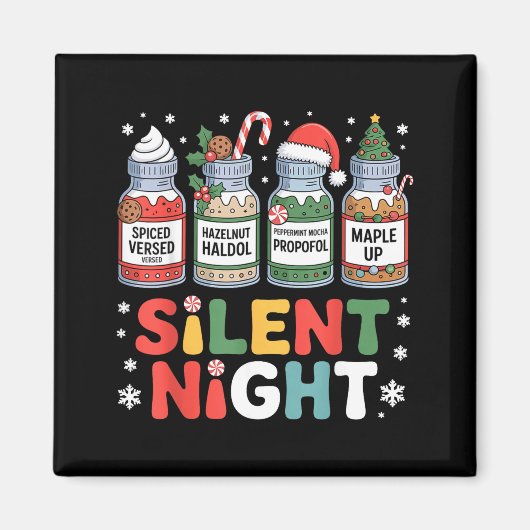 Funny Santa Profol Silent Night Icu Nurses Merry C マグネット (正面)