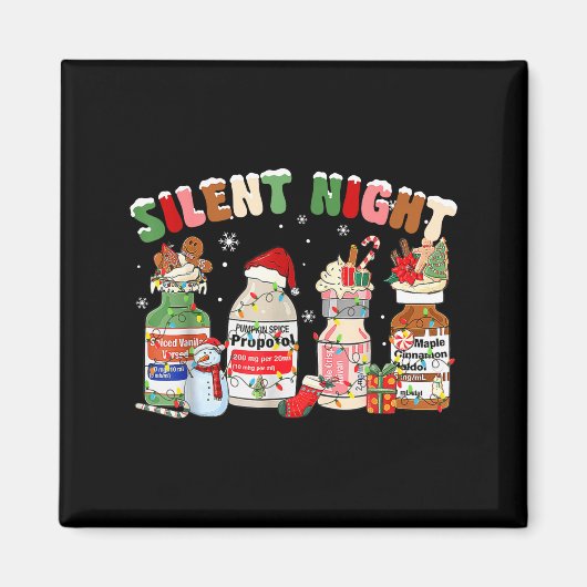 Funny Santa Profol Silent Night Icu Nurses Merry C マグネット (正面)