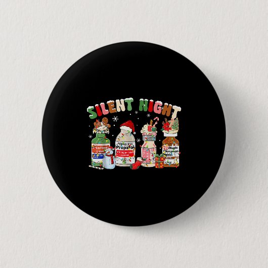 Funny Santa Profol Silent Night Icu Nurses Merry C 缶バッジ (正面)