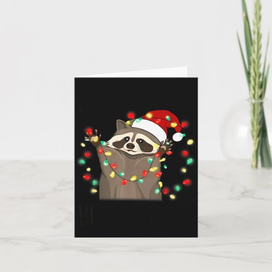 Funny Santa Racoon Overstimulated But Festive Xmas カード (正面)