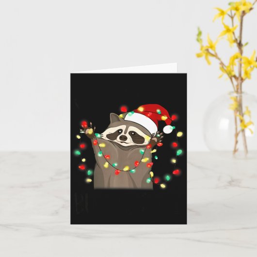 Funny Santa Racoon Overstimulated But Festive Xmas カード (黄色い花)