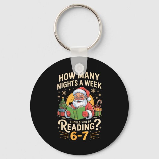 Funny Santa Reading 67 Meme Tee Christmas Teacher キーホルダー (正面)