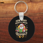 Funny Santa Reading 67 Meme Tee Christmas Teacher キーホルダー (正面)
