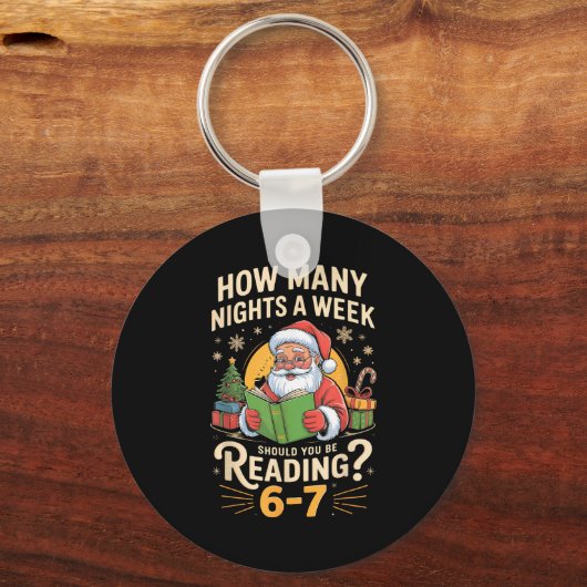 Funny Santa Reading 67 Meme Tee Christmas Teacher  キーホルダー (正面)