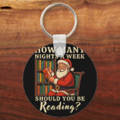 Funny Santa Reading 67 Meme Tee Christmas Teacher  キーホルダー (正面)