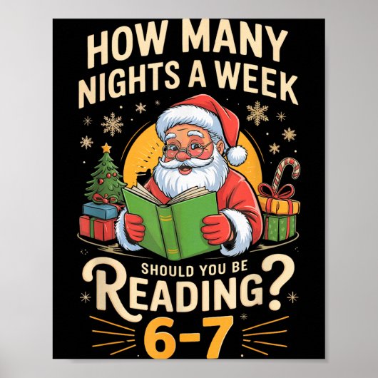 Funny Santa Reading 67 Meme Tee Christmas Teacher ポスター (正面)