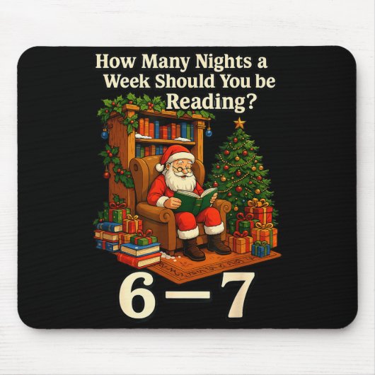 Funny Santa Reading 67 Meme Tee Christmas Teacher マウスパッド (正面)