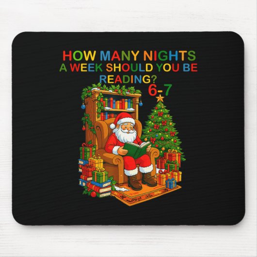 Funny Santa Reading 67 Meme Tee Christmas Teacher マウスパッド (正面)
