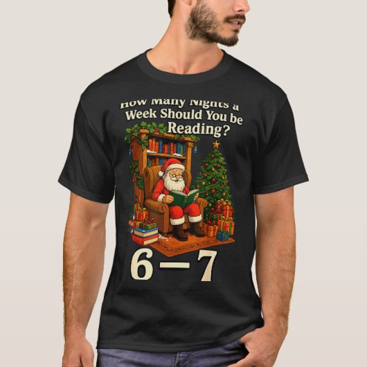 Funny Santa Reading 67 Meme Tee Christmas Teacher Tシャツ (正面)