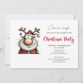 Funny Santa Red Green Cartoon Party Invitation 招待状 (正面)
