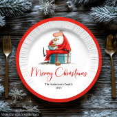 Funny Santa Red Green Holiday Dinner Plates ペーパープレート