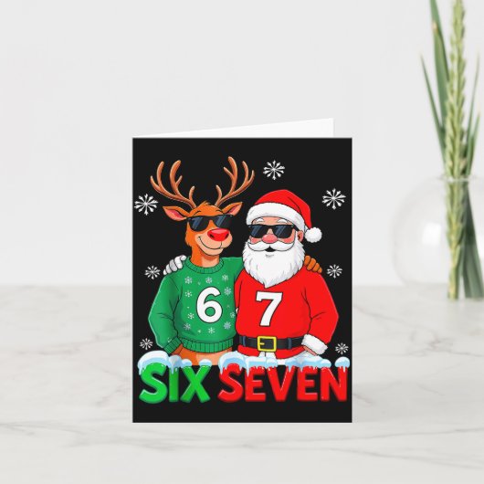Funny Santa Reindeer 6 7 Christmas Meme Six Seven  カード (正面)