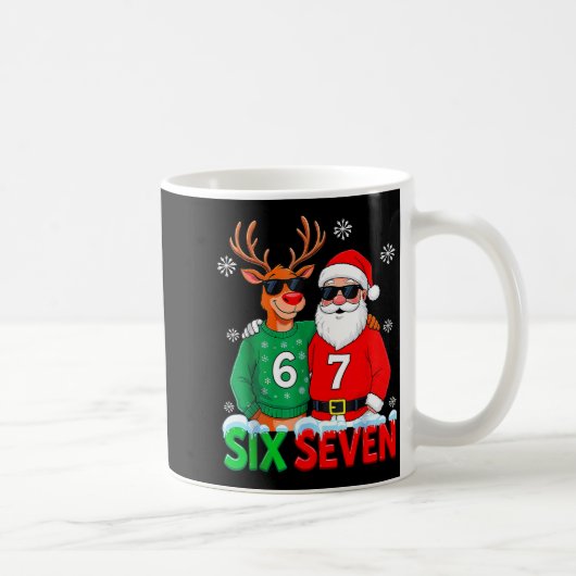 Funny Santa Reindeer 6 7 Christmas Meme Six Seven  コーヒーマグカップ (右)