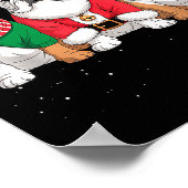 Funny Santa Reindeer English Bulldog Dog Women Men ポスター (角)