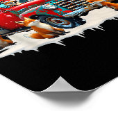 Funny Santa Riding Christmas Tree Truck Fox Christ ポスター (角)