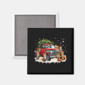 Funny Santa Riding Christmas Tree Truck Fox Christ マグネット (正面/裏面)