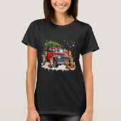 Funny Santa Riding Christmas Tree Truck Fox Christ Tシャツ (正面)