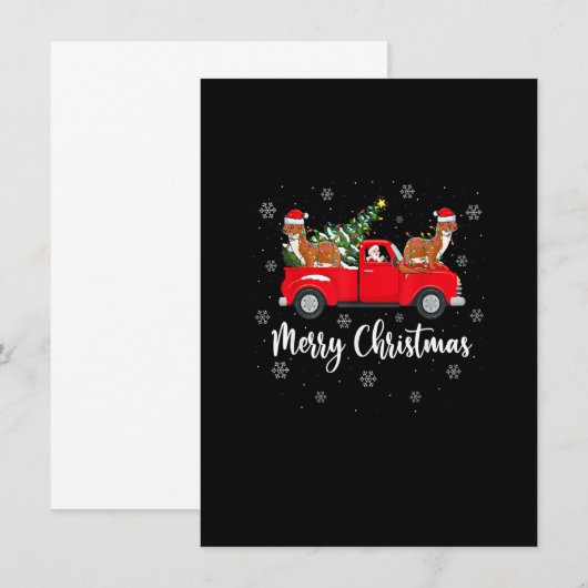 Funny Santa Riding Christmas Tree Truck Weasel Chr 招待状 (正面/裏面)