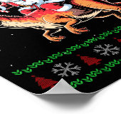 Funny Santa Riding Dinosaur Animal Ugly Christmas  ポスター (角)