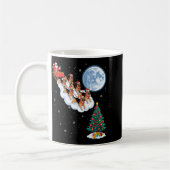 Funny Santa Riding German Shepherd Dog Tree Christ コーヒーマグカップ (左)
