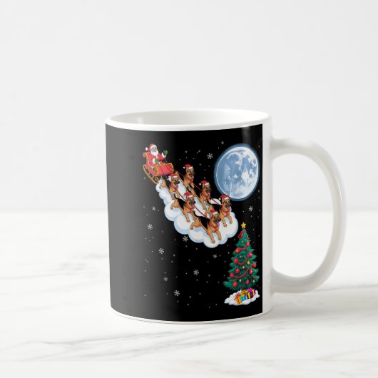 Funny Santa Riding German Shepherd Dog Tree Christ コーヒーマグカップ (右)
