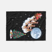 Funny Santa Riding German Shepherd Dog Tree Christ フリースブランケット (正面(横))