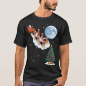 Funny Santa Riding German Shepherd Dog Tree Christ Tシャツ (正面)