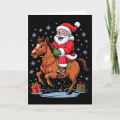 Funny Santa Riding Horse Equestrian Christmas Xmas カード (正面)