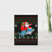 Funny Santa Riding Shark Ugly Christmas Sweaters S カード (正面)