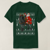 Funny Santa Riding Standard Poodle Dog Ugly Christ Tシャツ (デザイン正面)