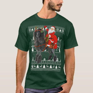 Funny Santa Riding Standard Poodle Dog Ugly Christ Tシャツ