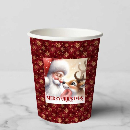 Funny Santa Rudolph Cartoon Christmas Paper Drink  紙コップ