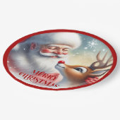 Funny Santa Rudolph Cartoon Kids Party Plates ペーパープレート (アングル)