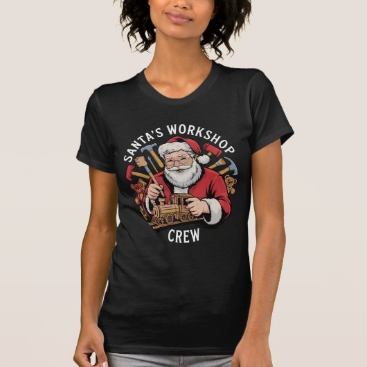 Funny Santa’s Workshop Crew Christmas Helper Tシャツ (正面)