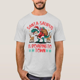 Funny Santa-saurus T-Rex Dinosaur Christmas Tシャツ